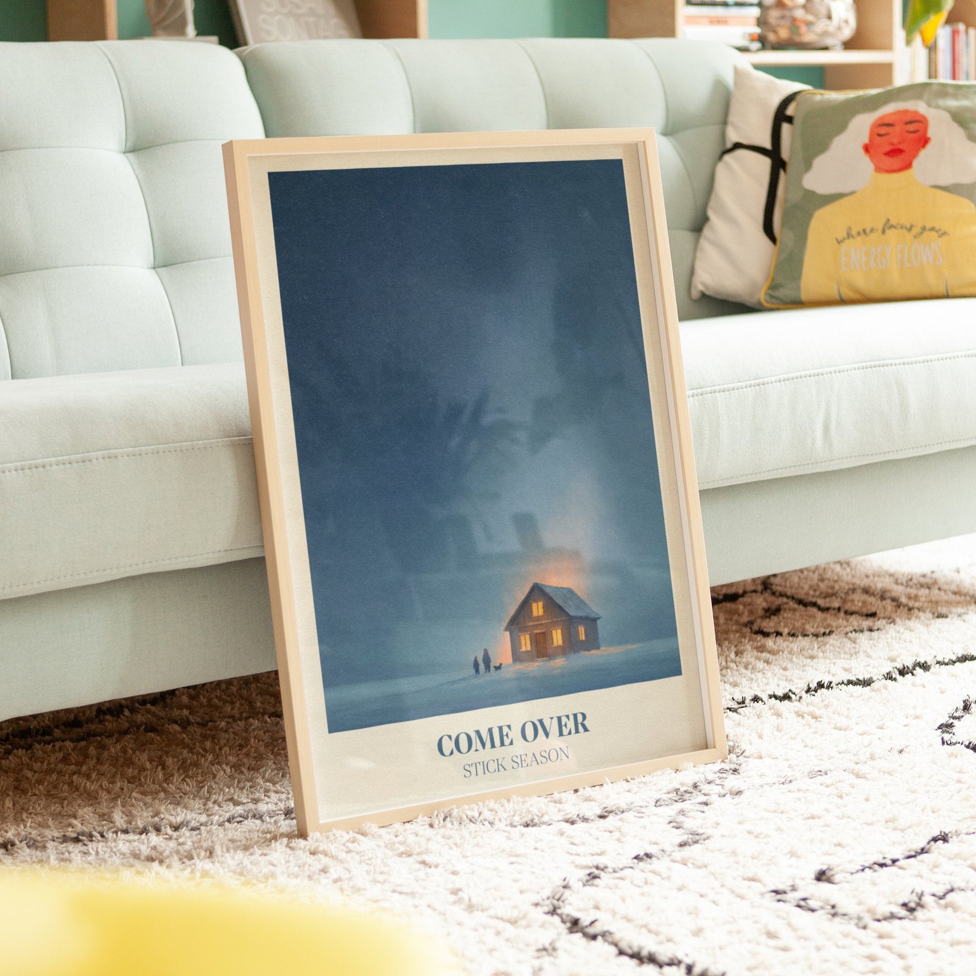 Come Over lyric wall art print inspired by Noah Kahan in a frame