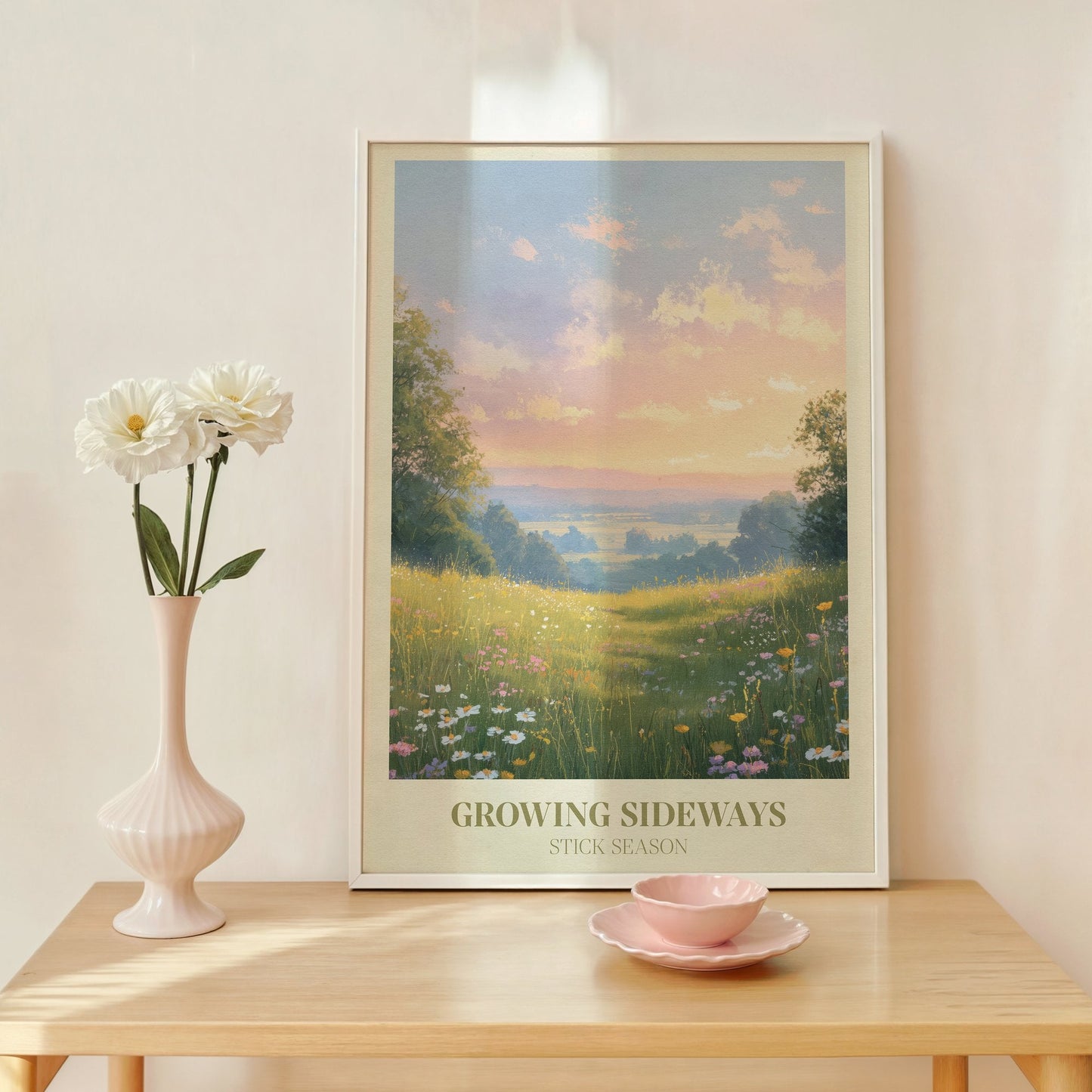 Growing Sideways lyric wall art print inspired by Noah Kahan in a frame