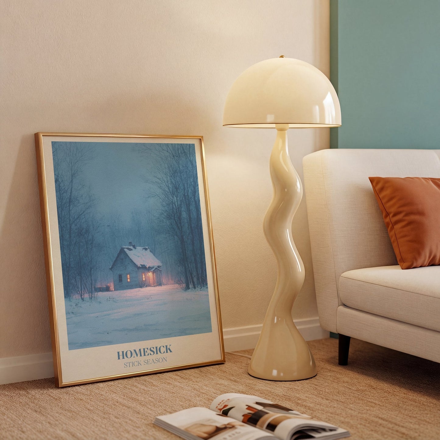 Homesick lyric wall art print inspired by Noah Kahan in a frame