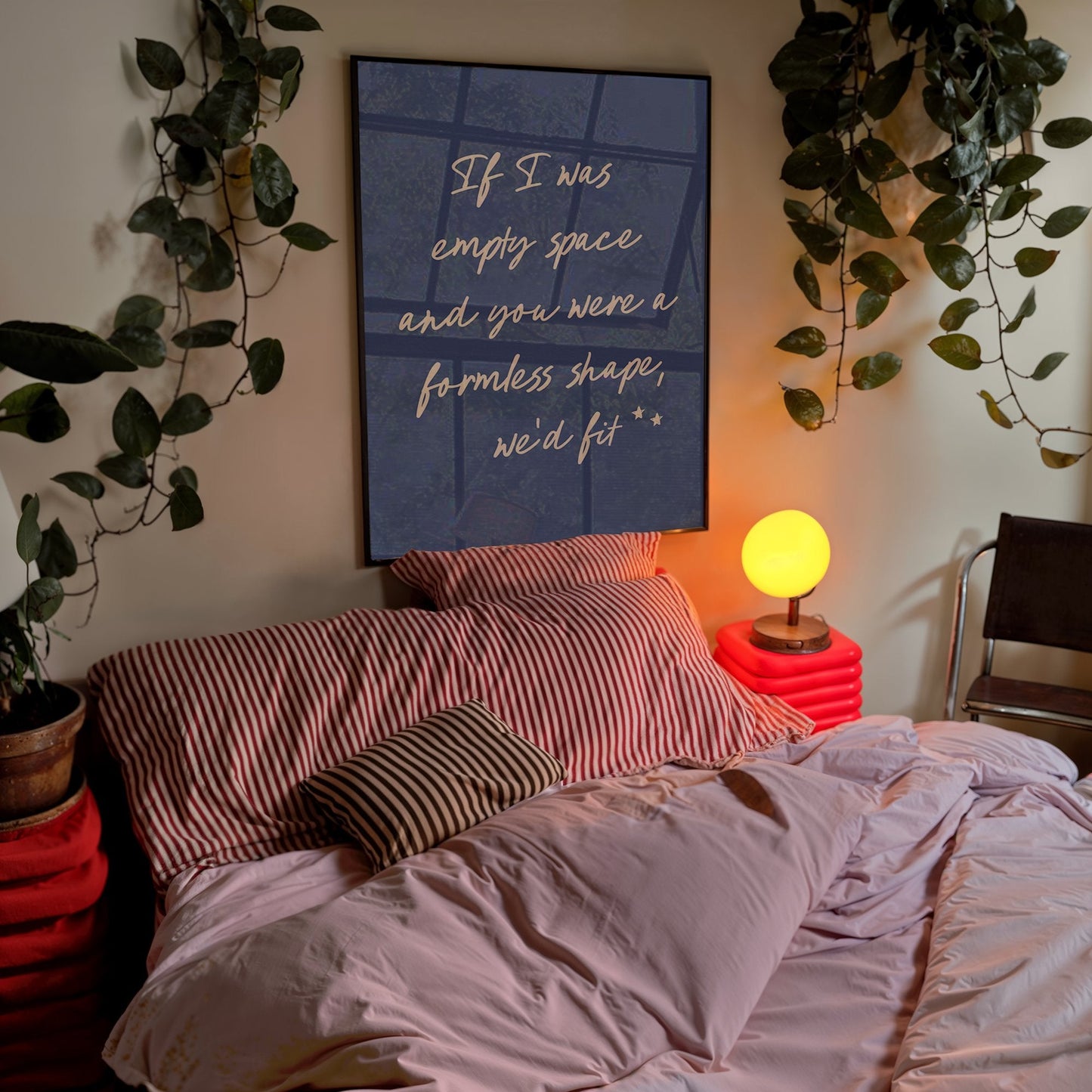 If I Was Empty Space lyric wall art print inspired by Noah Kahan in a frame