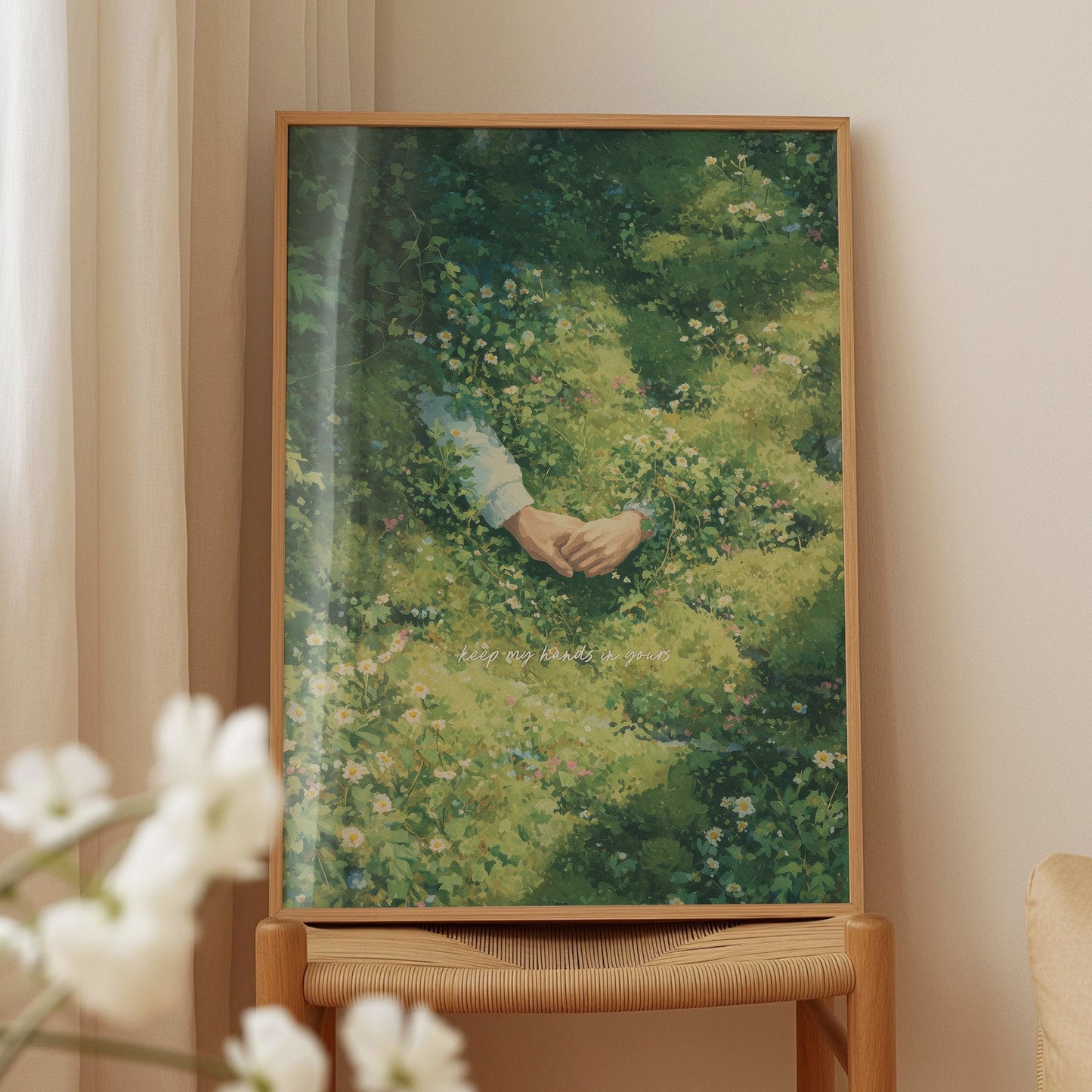 Keep My Hands In Yours lyric wall art print inspired by Noah Kahan in a frame