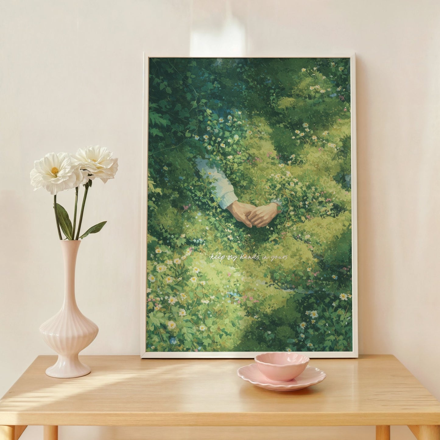 Keep My Hands In Yours lyric wall art print inspired by Noah Kahan in a frame