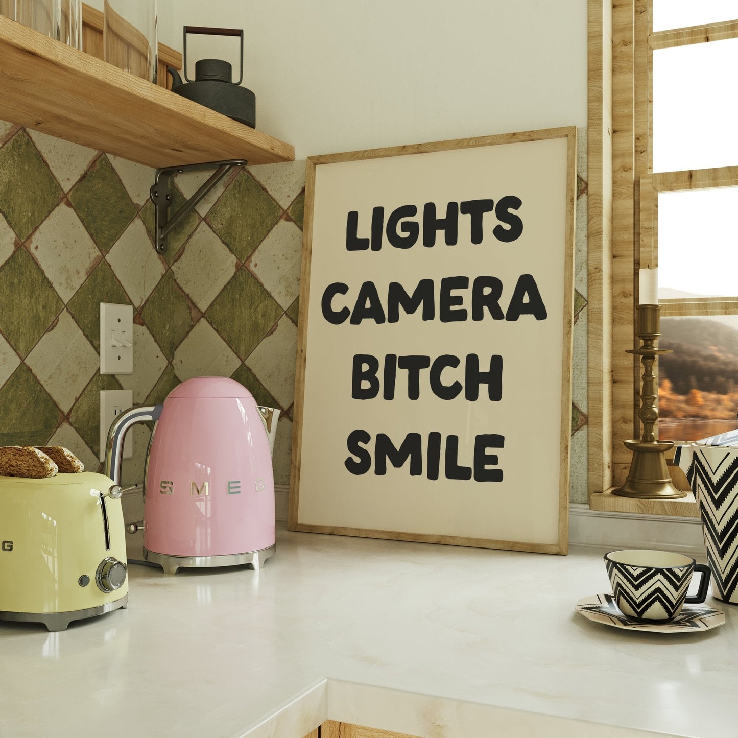 Lights Camera Bitch Smile Print