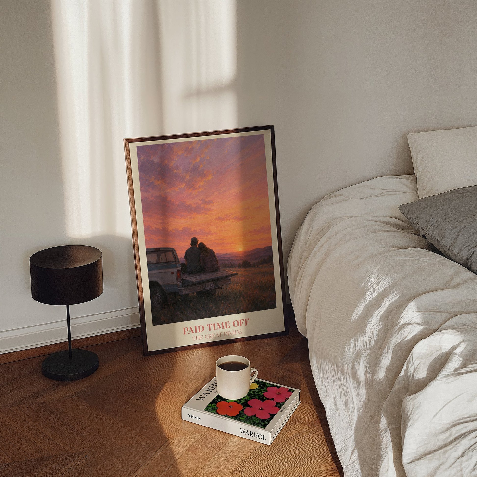 Paid Time Off lyric wall art print inspired by Noah Kahan in a frame