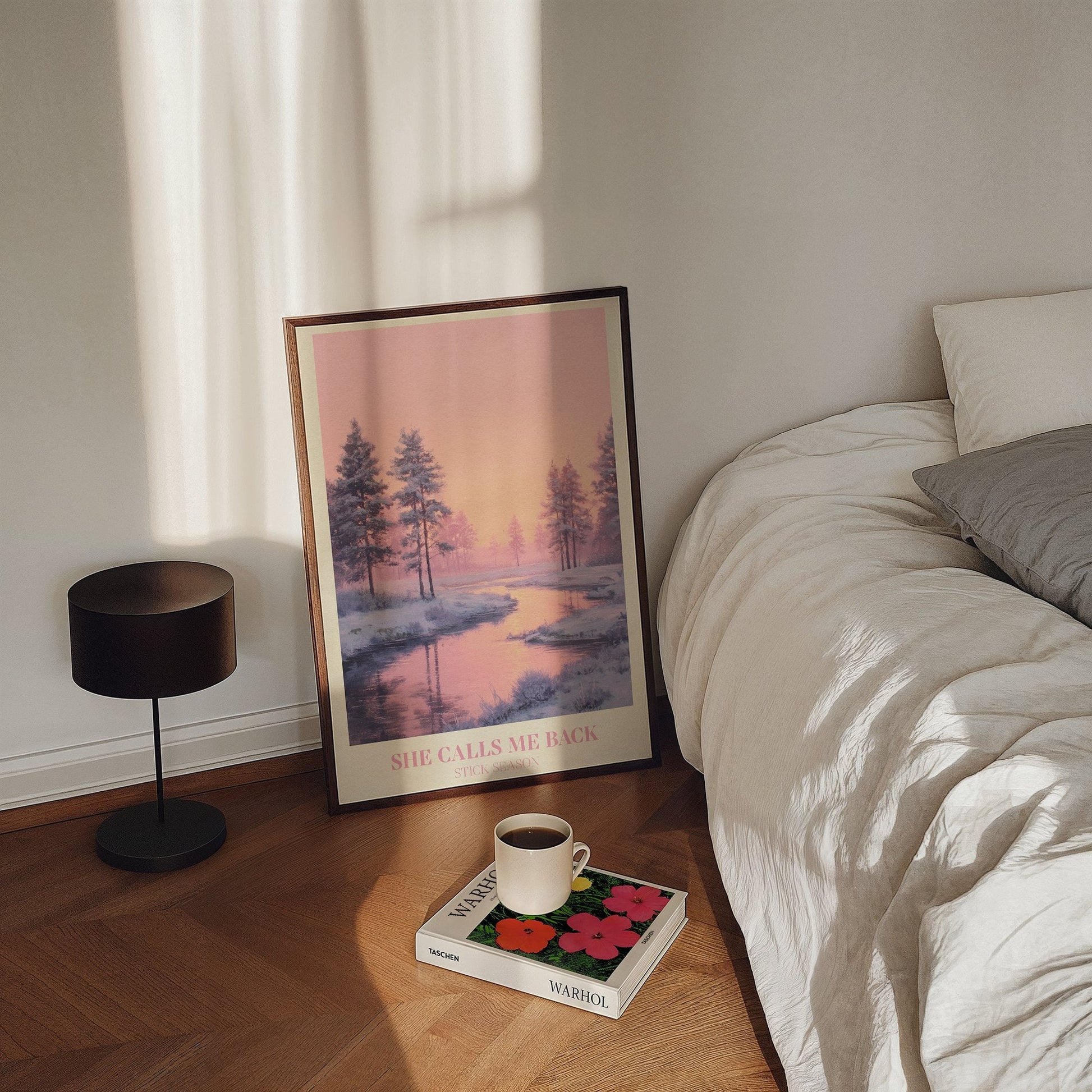 She Calls Me Back lyric wall art print inspired by Noah Kahan in a frame