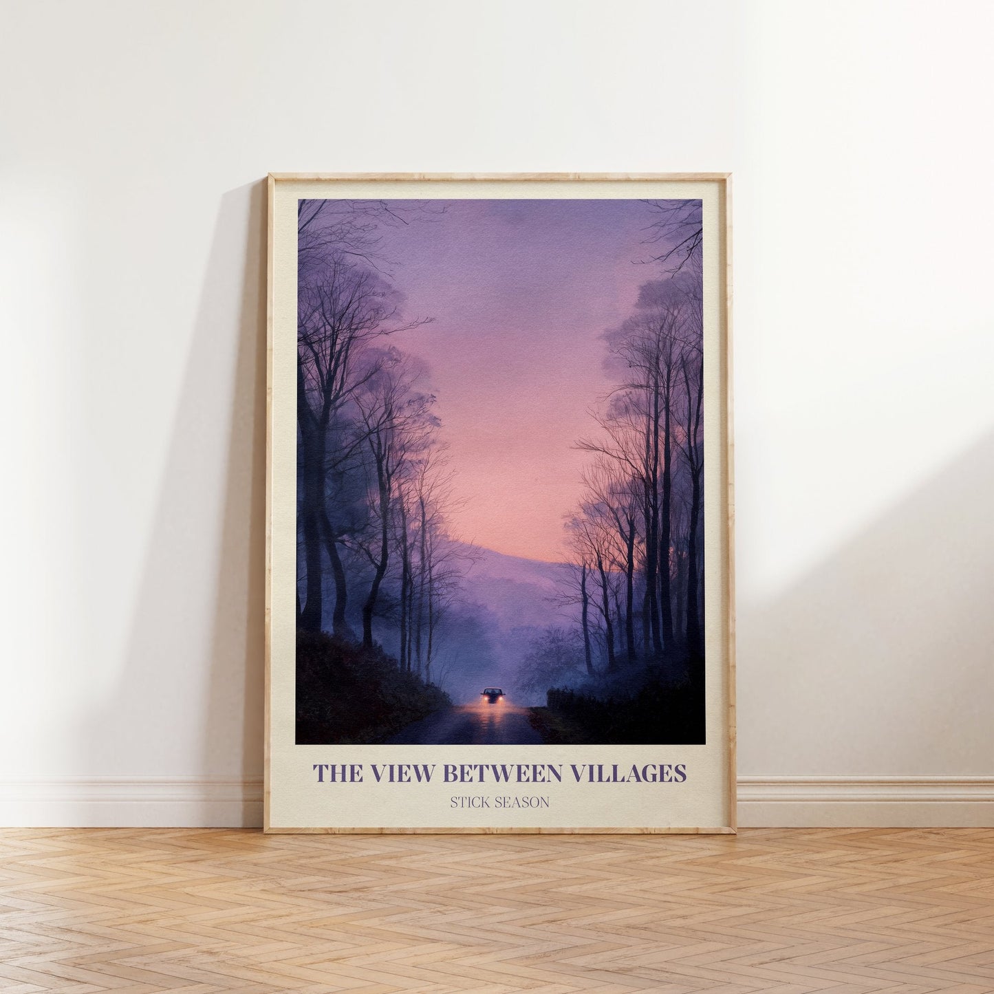 The View Between Villages lyric print inspired by Noah Kahan in a frame