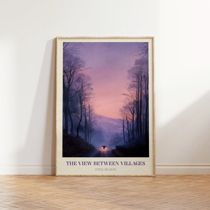 The View Between Villages lyric print inspired by Noah Kahan in a frame